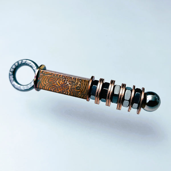 Thinkey Fob (Copper, S-S & Hand-engr. Copper-plated Steel)