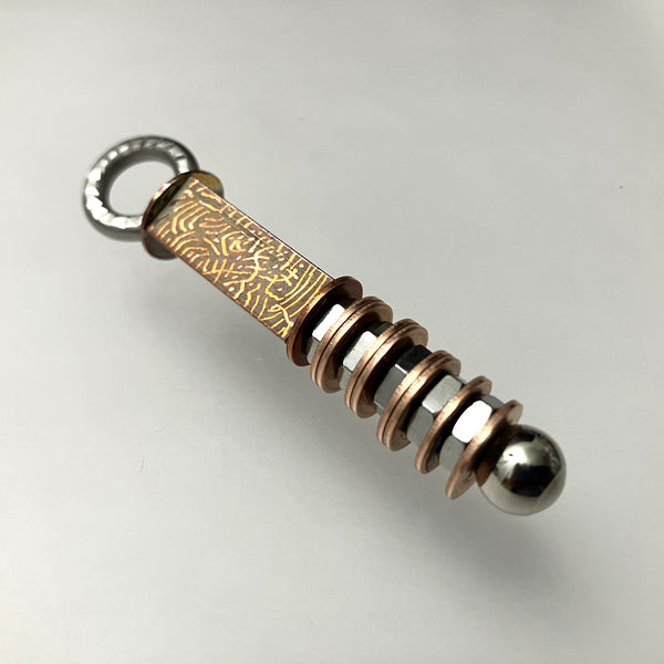 Thinkey Fob (Copper, S-S & Hand-engr. Copper-plated Steel)