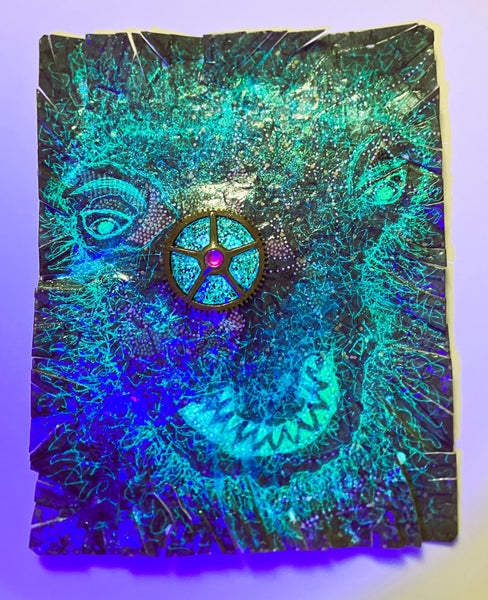 Smashed-Alien Spectre (mixed-media painting)